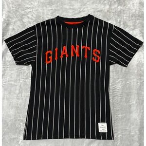 San Francisco Giants Shirt Men Large Pinstripes Mitchell & Ness Crew Neck Cotton